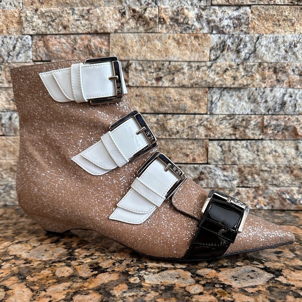 No. 21 Strapped Glitter Booties